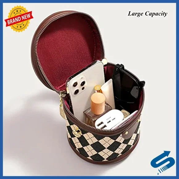 Quilted Faux Leather Satchel Crossbody Bag with Bunny Pendant - Picture 6 of 7